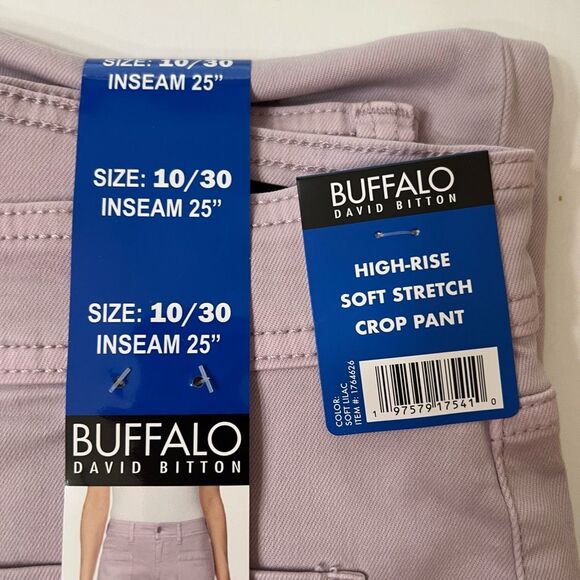 BUFFALO David Bitton Women’s Crop Pant Brigette Size 10 High Rise Soft Lilac NWT - Picture 6 of 9